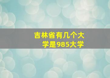 吉林省有几个大学是985大学