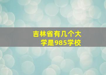 吉林省有几个大学是985学校