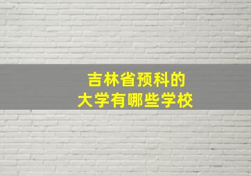 吉林省预科的大学有哪些学校