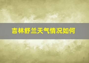 吉林舒兰天气情况如何