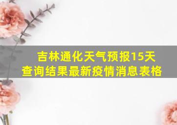 吉林通化天气预报15天查询结果最新疫情消息表格