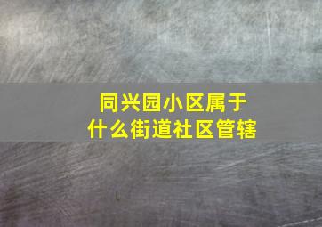 同兴园小区属于什么街道社区管辖