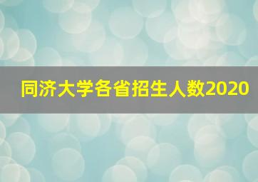 同济大学各省招生人数2020