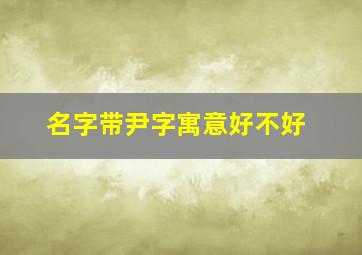 名字带尹字寓意好不好