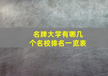 名牌大学有哪几个名校排名一览表