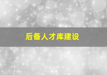 后备人才库建设