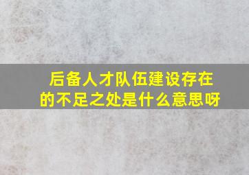 后备人才队伍建设存在的不足之处是什么意思呀