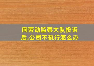 向劳动监察大队投诉后,公司不执行怎么办