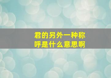 君的另外一种称呼是什么意思啊