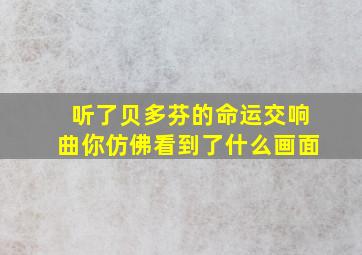 听了贝多芬的命运交响曲你仿佛看到了什么画面