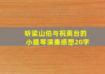 听梁山伯与祝英台的小提琴演奏感想20字