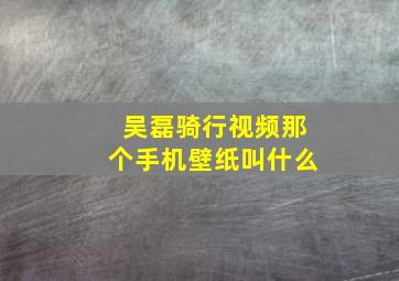 吴磊骑行视频那个手机壁纸叫什么