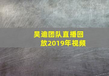 吴迪团队直播回放2019年视频