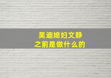 吴迪媳妇文静之前是做什么的