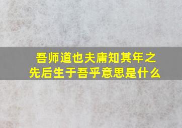 吾师道也夫庸知其年之先后生于吾乎意思是什么