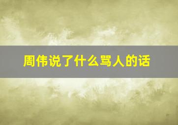 周伟说了什么骂人的话