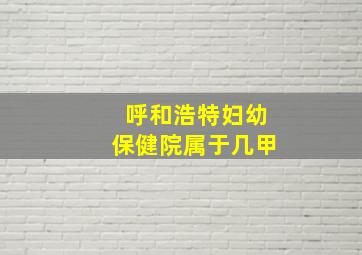 呼和浩特妇幼保健院属于几甲