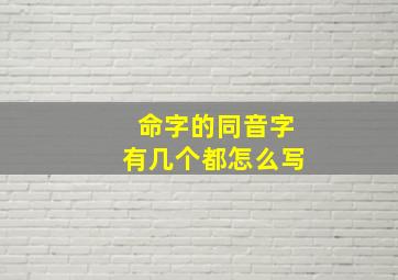 命字的同音字有几个都怎么写