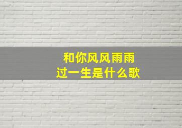 和你风风雨雨过一生是什么歌