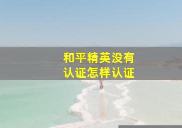 和平精英没有认证怎样认证