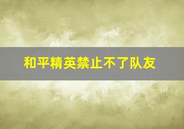 和平精英禁止不了队友