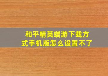 和平精英端游下载方式手机版怎么设置不了