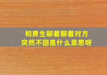 和男生聊着聊着对方突然不回是什么意思呀