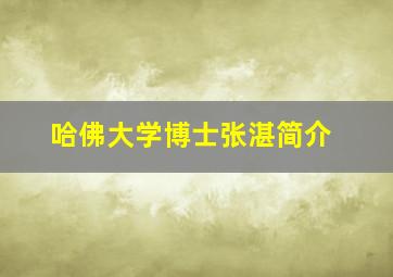 哈佛大学博士张湛简介