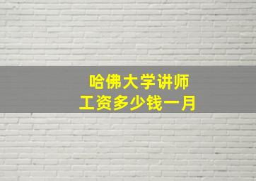 哈佛大学讲师工资多少钱一月