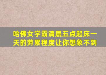 哈佛女学霸清晨五点起床一天的劳累程度让你想象不到