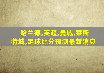 哈兰德,英超,曼城,莱斯特城,足球比分预测最新消息