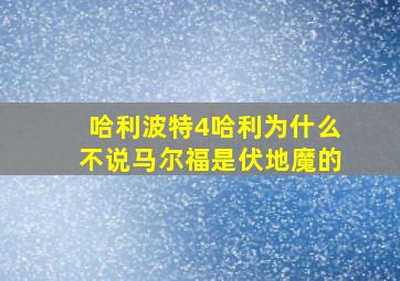 哈利波特4哈利为什么不说马尔福是伏地魔的