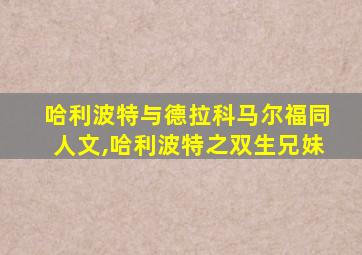 哈利波特与德拉科马尔福同人文,哈利波特之双生兄妹