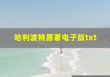 哈利波特原著电子版txt