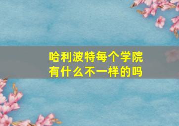 哈利波特每个学院有什么不一样的吗