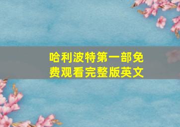 哈利波特第一部免费观看完整版英文