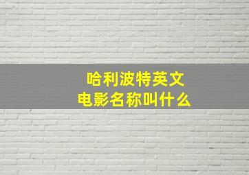 哈利波特英文电影名称叫什么