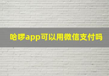 哈啰app可以用微信支付吗