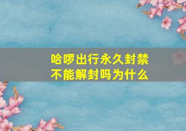 哈啰出行永久封禁不能解封吗为什么