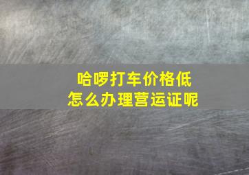 哈啰打车价格低怎么办理营运证呢