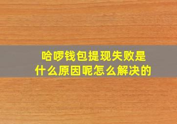 哈啰钱包提现失败是什么原因呢怎么解决的