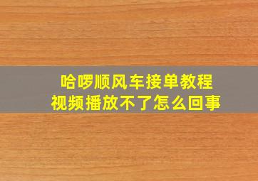 哈啰顺风车接单教程视频播放不了怎么回事