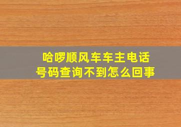 哈啰顺风车车主电话号码查询不到怎么回事