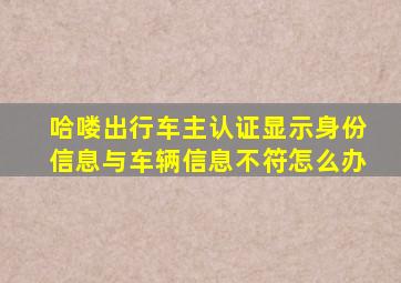 哈喽出行车主认证显示身份信息与车辆信息不符怎么办