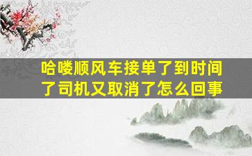 哈喽顺风车接单了到时间了司机又取消了怎么回事