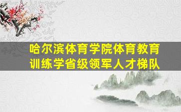 哈尔滨体育学院体育教育训练学省级领军人才梯队