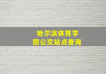 哈尔滨体育学院公交站点查询