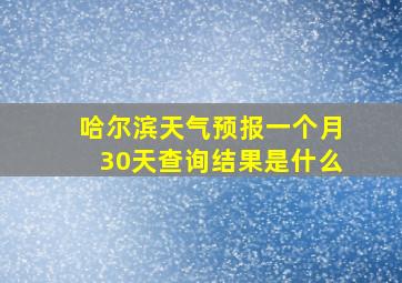 哈尔滨天气预报一个月30天查询结果是什么