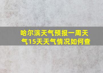 哈尔滨天气预报一周天气15天天气情况如何查