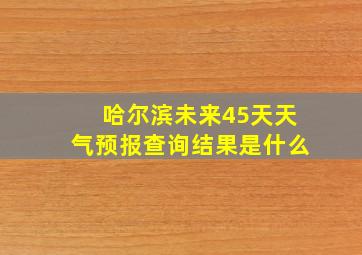 哈尔滨未来45天天气预报查询结果是什么